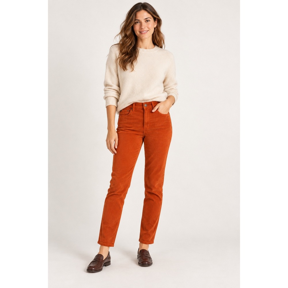KUT from the Kloth Diana Skinny Corduroy Pants Orange Size 6 Burnt Orange Cord